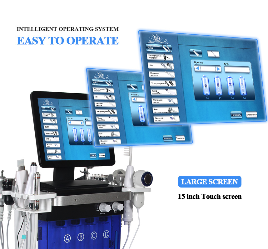 BIO RF Beauty Therapy Machine 15 Inch Cold Hammer Hydro Dermabrasion Device
