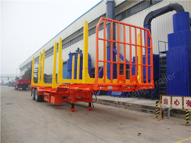 Timber Transport Logging Semi Trailer , 2 / 3 Axles Flatbed Trailer