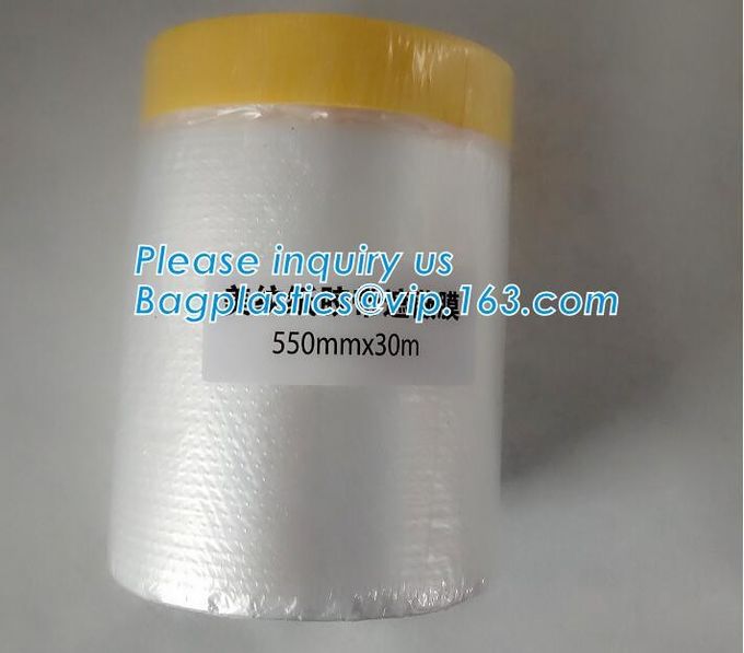Pre-tapd paint masking film HDPE,Car paint repair masking film with tape, Hot sell masking film with adhesive tape, PAC