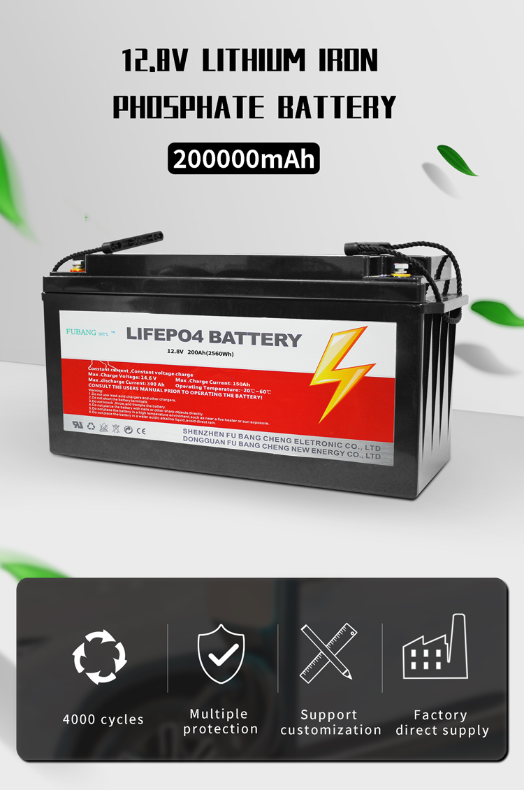 LifePO4 Deep Cycle Battery 12V 200ah Camping Caravan RV Boat Lithium Ion Battery