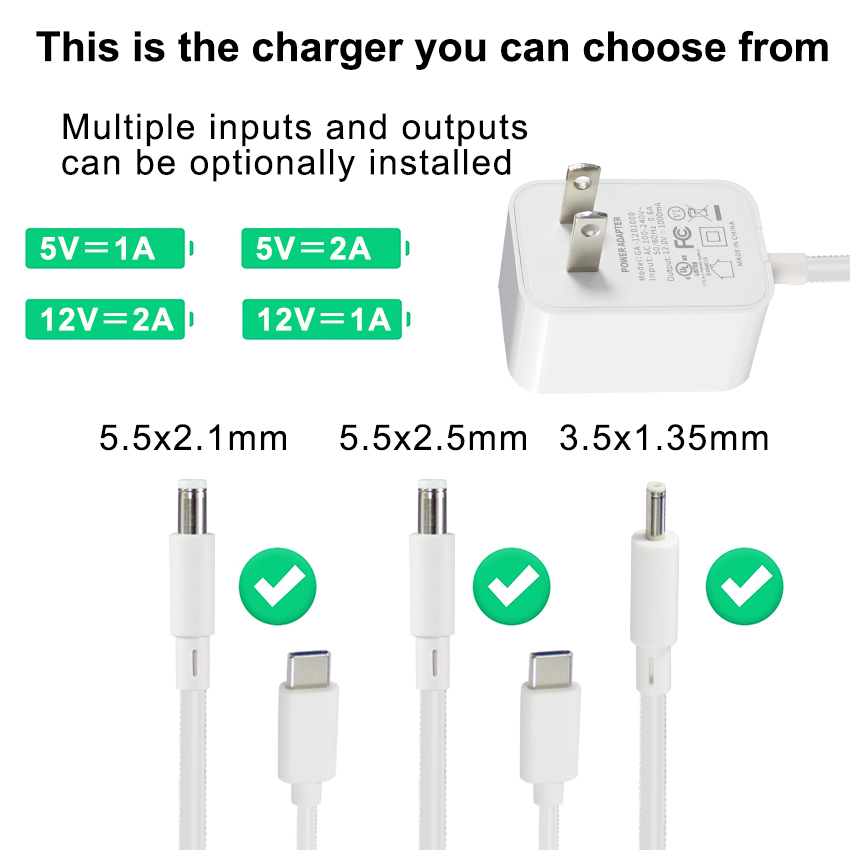 OEM/ODM Can be America Plug USB Power Supply Adapter Adaptor Switching 12V Type C Quick Charger 5V 2A