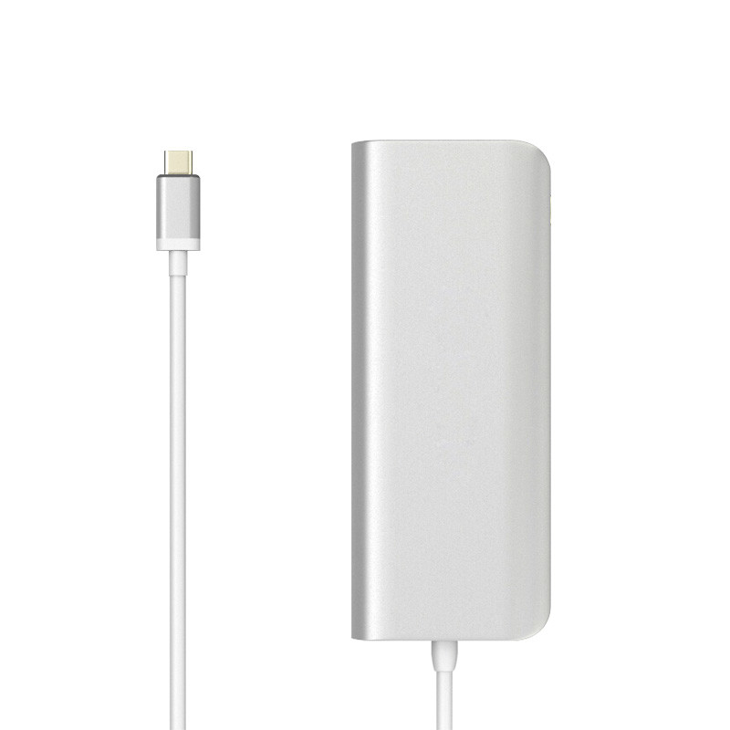 Aluminum Type C Adapter with Port Gigabit Ethernet Port USBC Power Delivery 2 USB 3.0 Ports SD Card Reader for mac