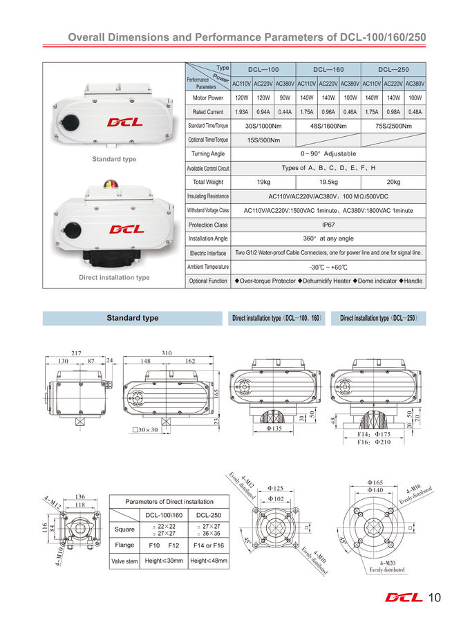 Waterproof Under DN250 Ball Valve 140W Electric Actuator