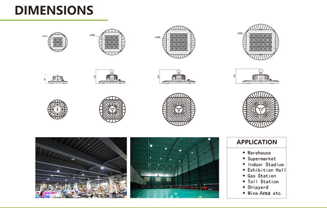 Warehouse 150w SMD3030 125LM/W UFO LED High Bay Light