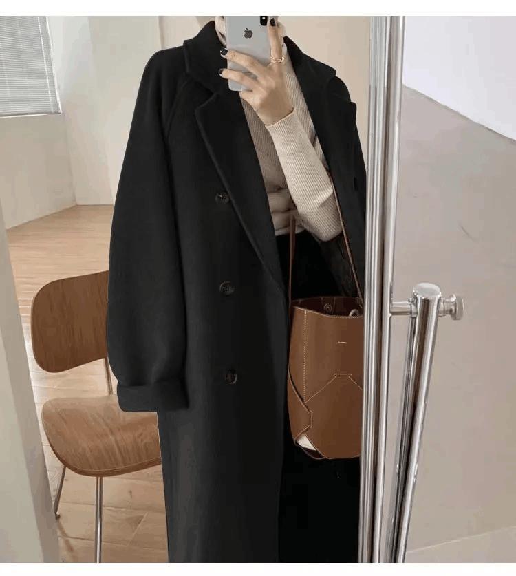 Fall and Winter Woman&prime;s Coats Ladies Jackets Woolen Solid Turn Down Collar Long Coats for Woman