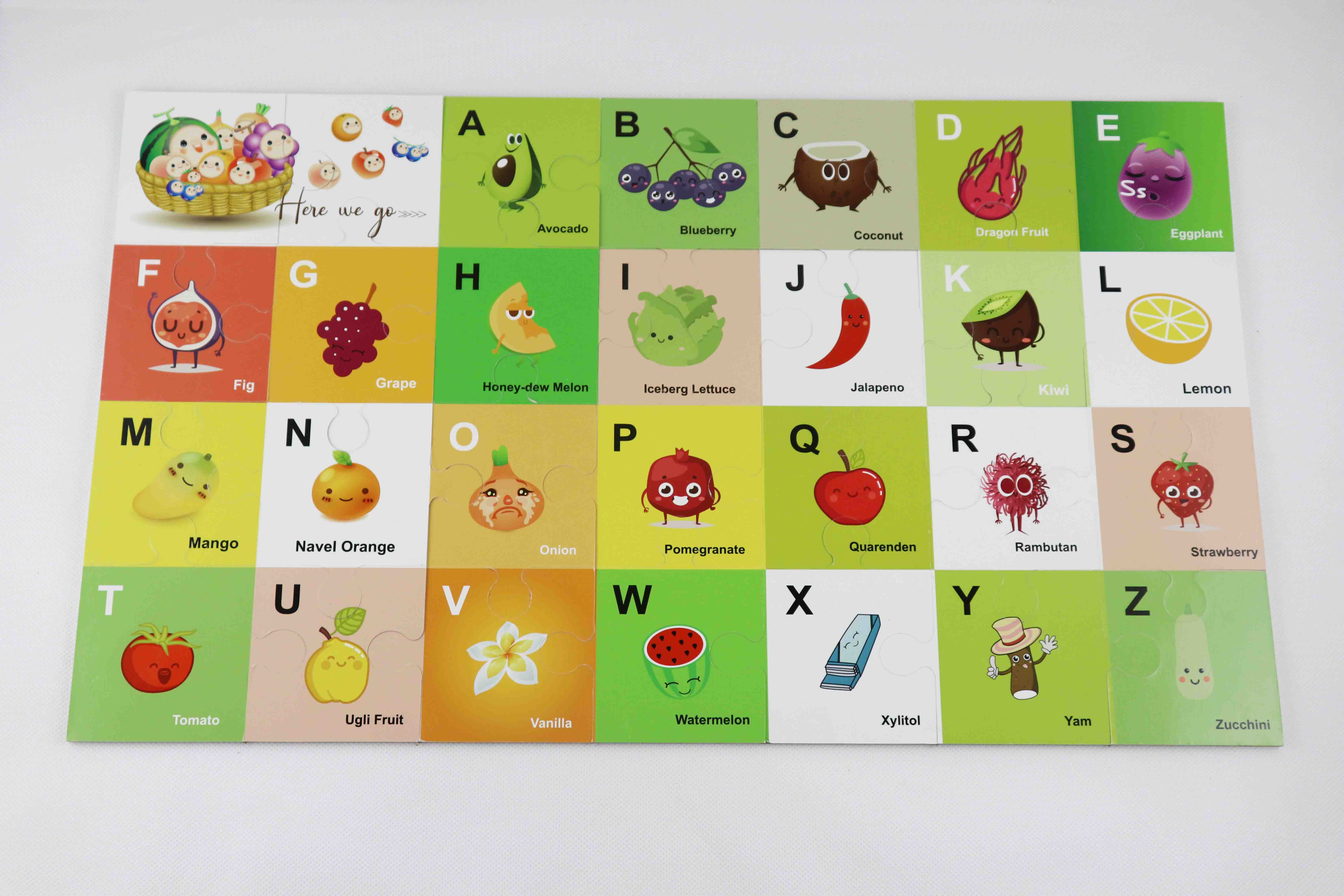 2.5mm Thickness Fruit Alphabet Puzzle 28pcs Varnish Finishing