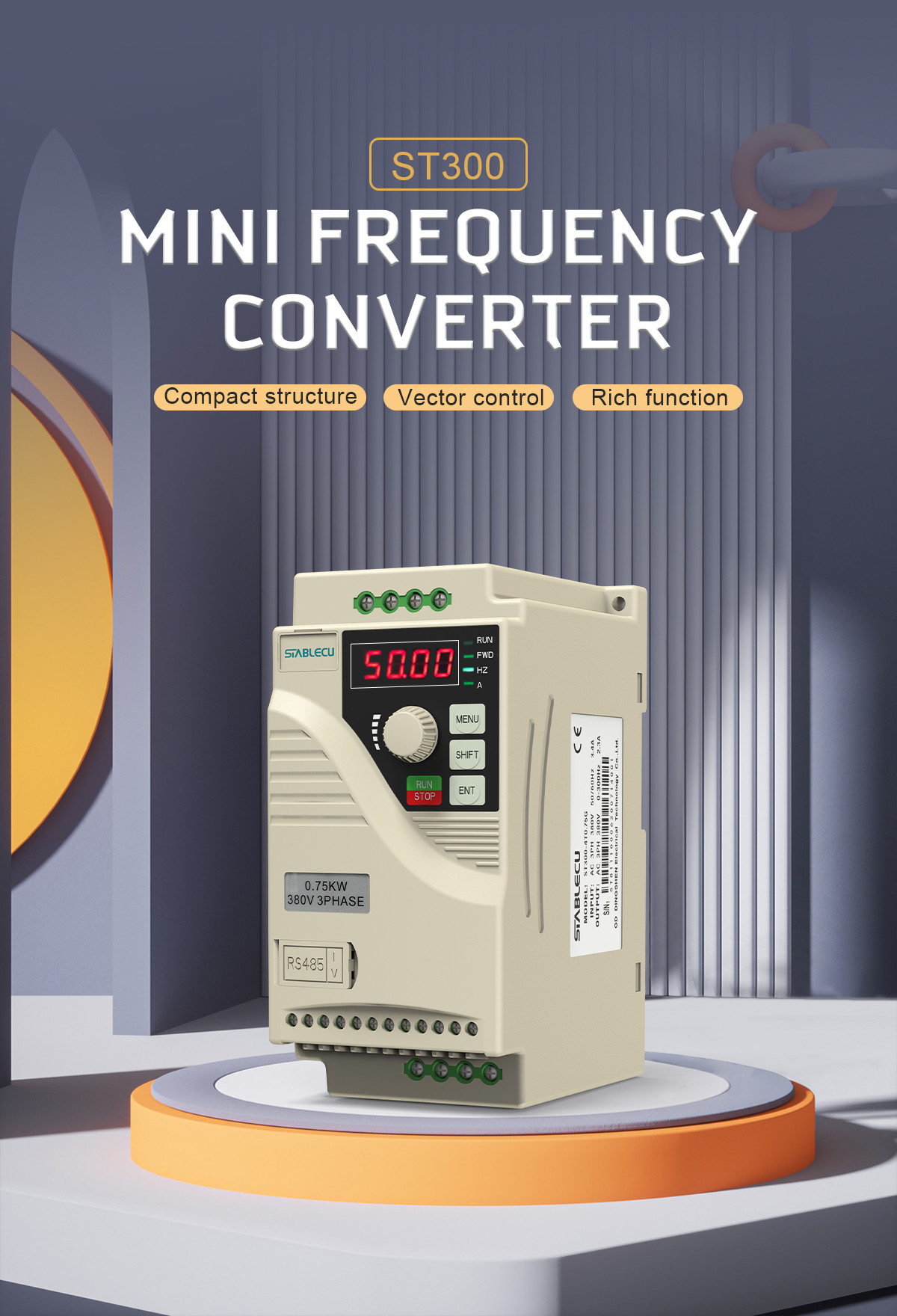 Gray 0.75KW Micro Drive VFD For 1 HP 3 Phase Motor