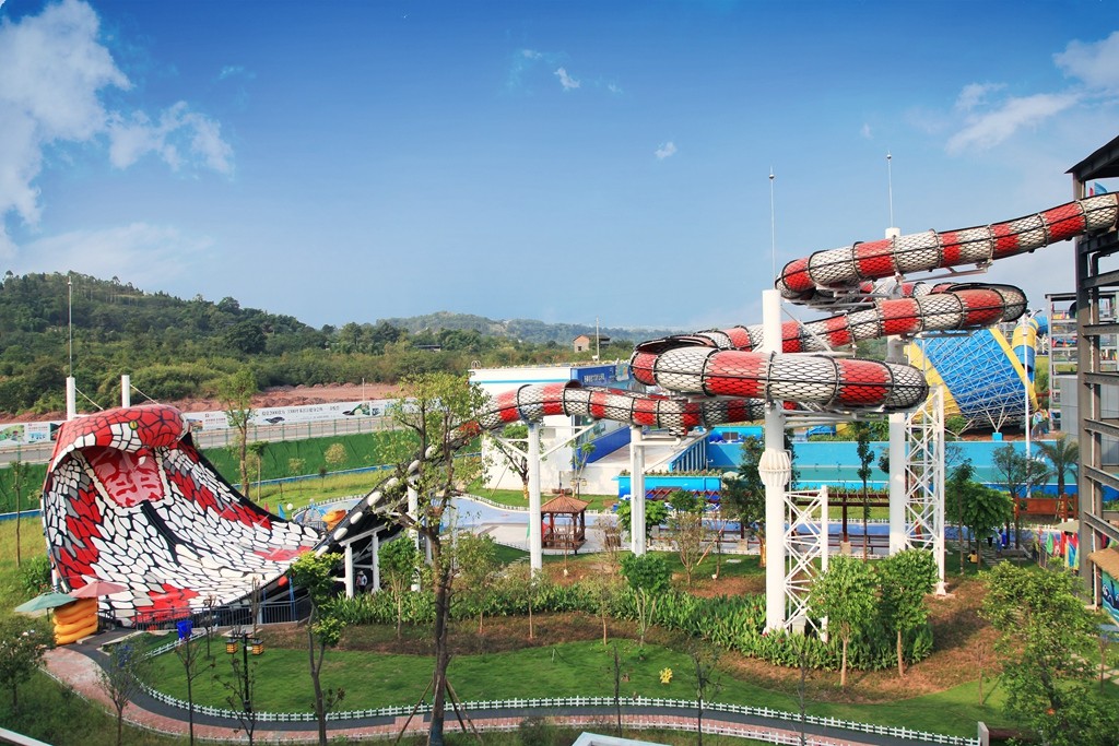 Amusement Park Adult Fiberglass Water Slides with Galvanized Carbon Steel Frame