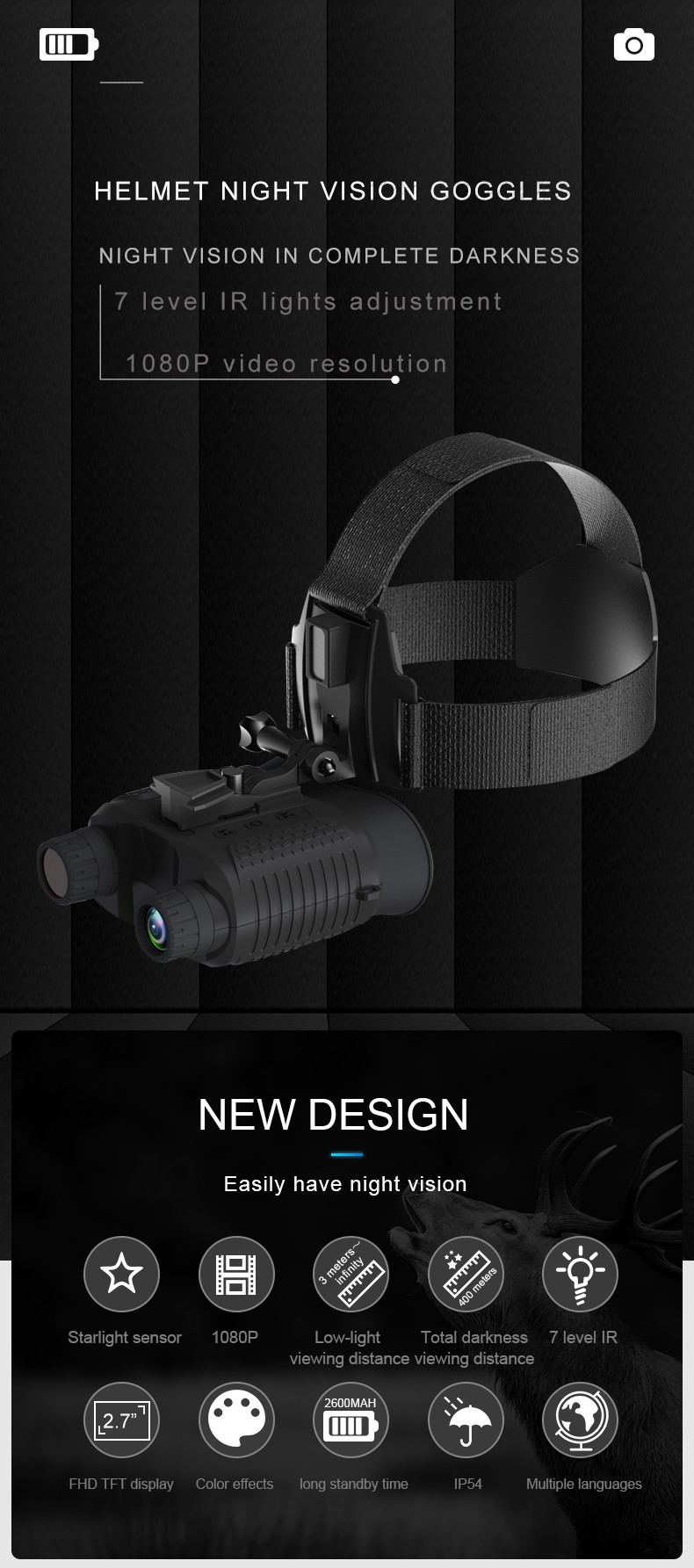 HD 12 Mega Pixels Digital Night Vision Camera Binocular Infrared Scope