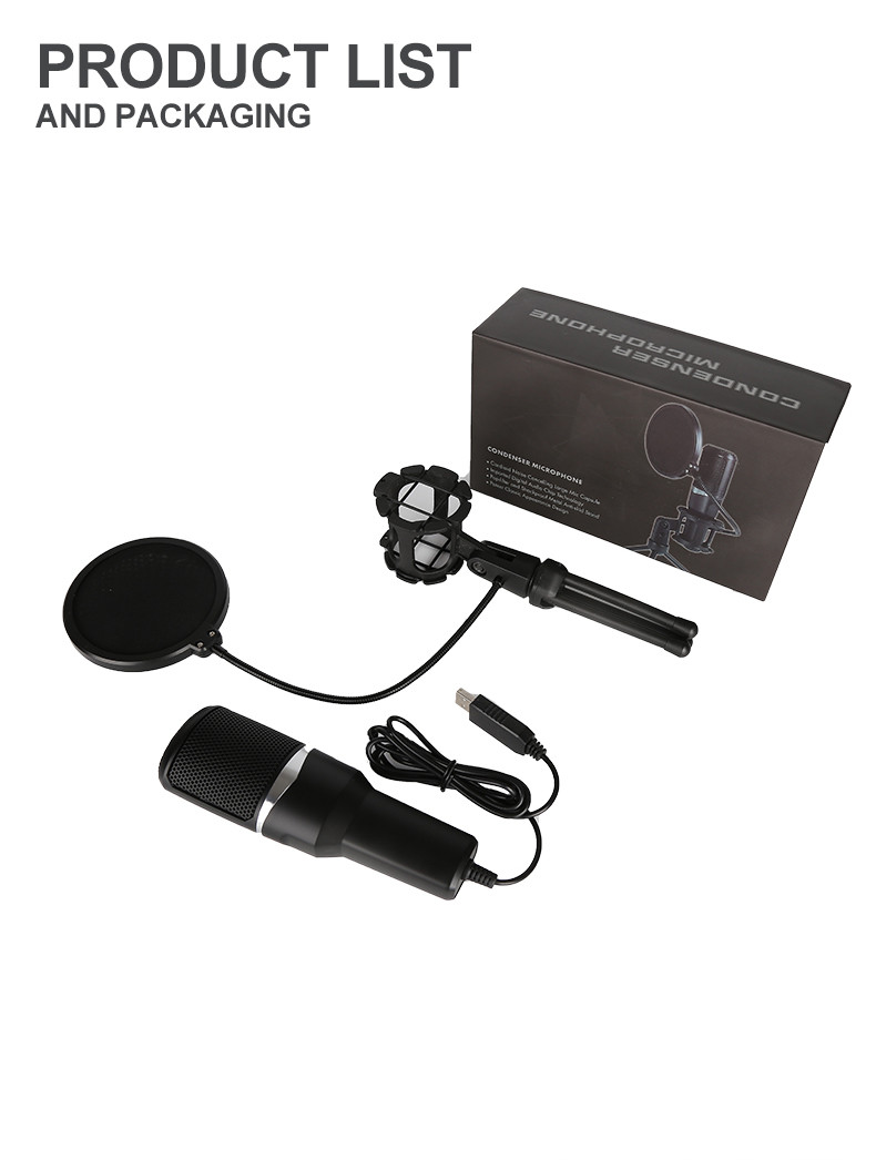 Condenser Microphone for PC Professional USB Microphone for Computer Laptop Gaming Streaming Recording Studio