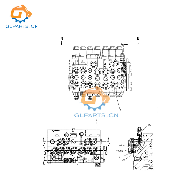 2063338 E314 314C Excavator Hydraulic Main Control Valve For Caterpillar