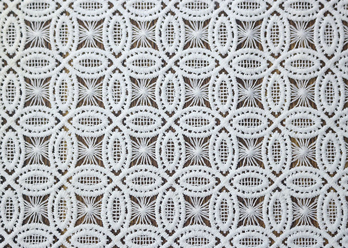 Couture Bridal Heavy African Cord Guipure Embroidered Lace Fabric For Women Dress OEM / ODM