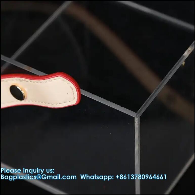 High-End Bamboo Handle Acrylic Portable Square Box Portable Candy Gift Box