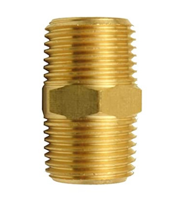 3/4" X 3/4" Brass Hex Nipple , 250F Npt Male Thread For Pipe