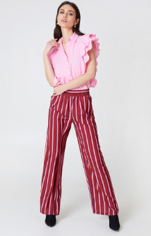 Lady Clothing Pink Frill Women Shirt