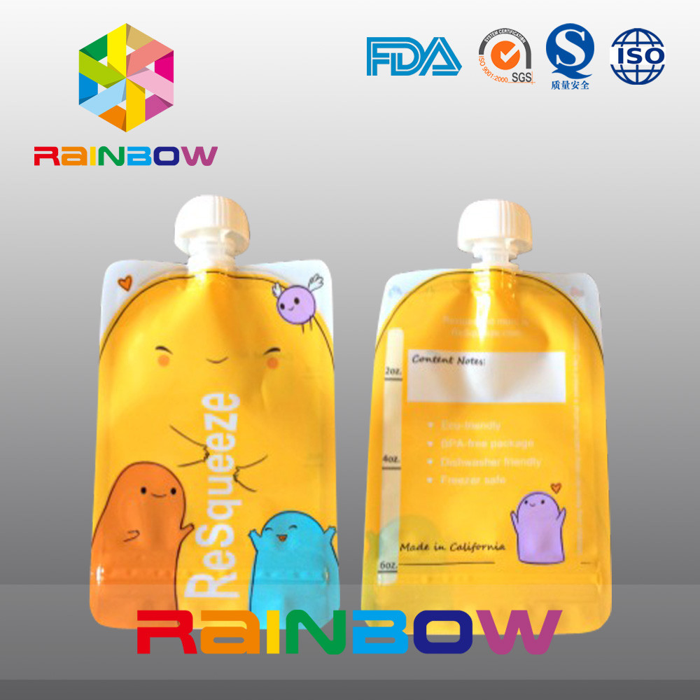 Customized Printed Stand up reusable spout pouch for liquid pakaging