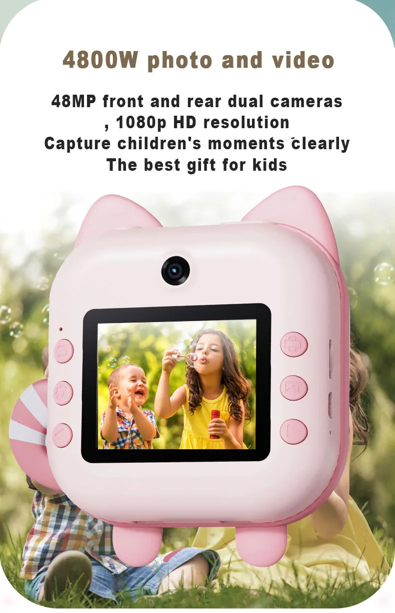 Kids Instant Camera Photo Print Camera For Children 2.4“ Video Digital Camera With Print Paper For Child