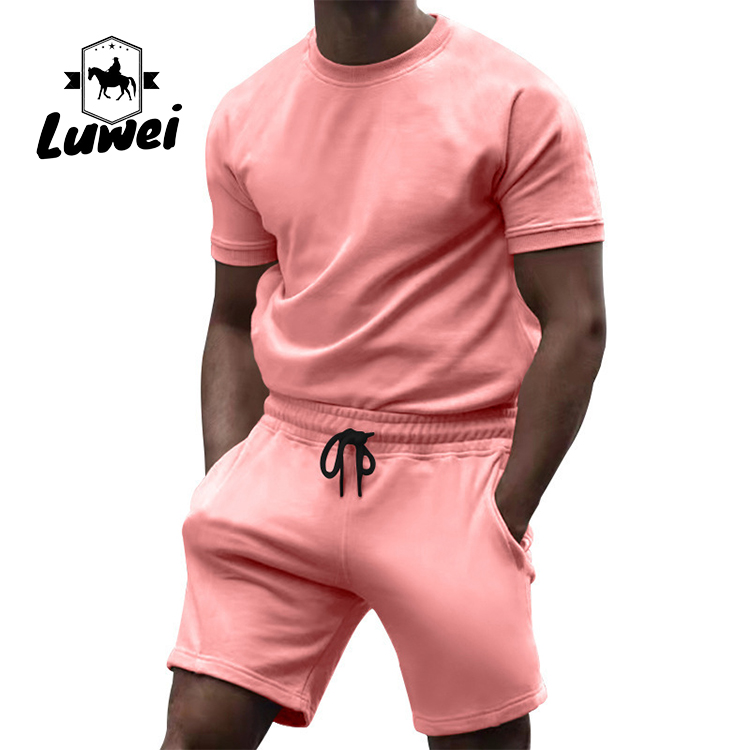 Cotton Jogging Men Sportswear Set Gym Tracksuit Drawstring 2 Piece Track Suit