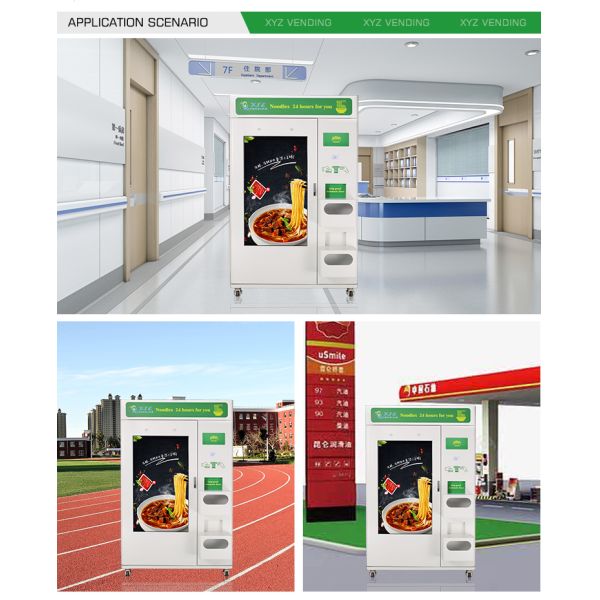 XYZ Source Factory Adjustable Slots Touch Screen Water Heated Tea Noodle Japan Hot Food Vending Machine