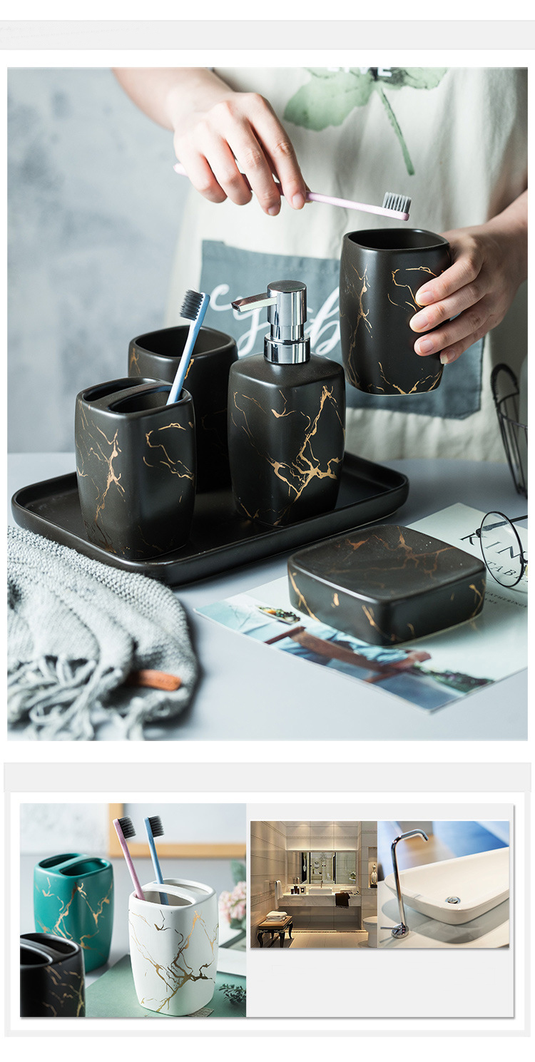 Custom Luxury Ceramics Bathroom Accessories , Marble Bathroom Sets For Home Hotel Gift
