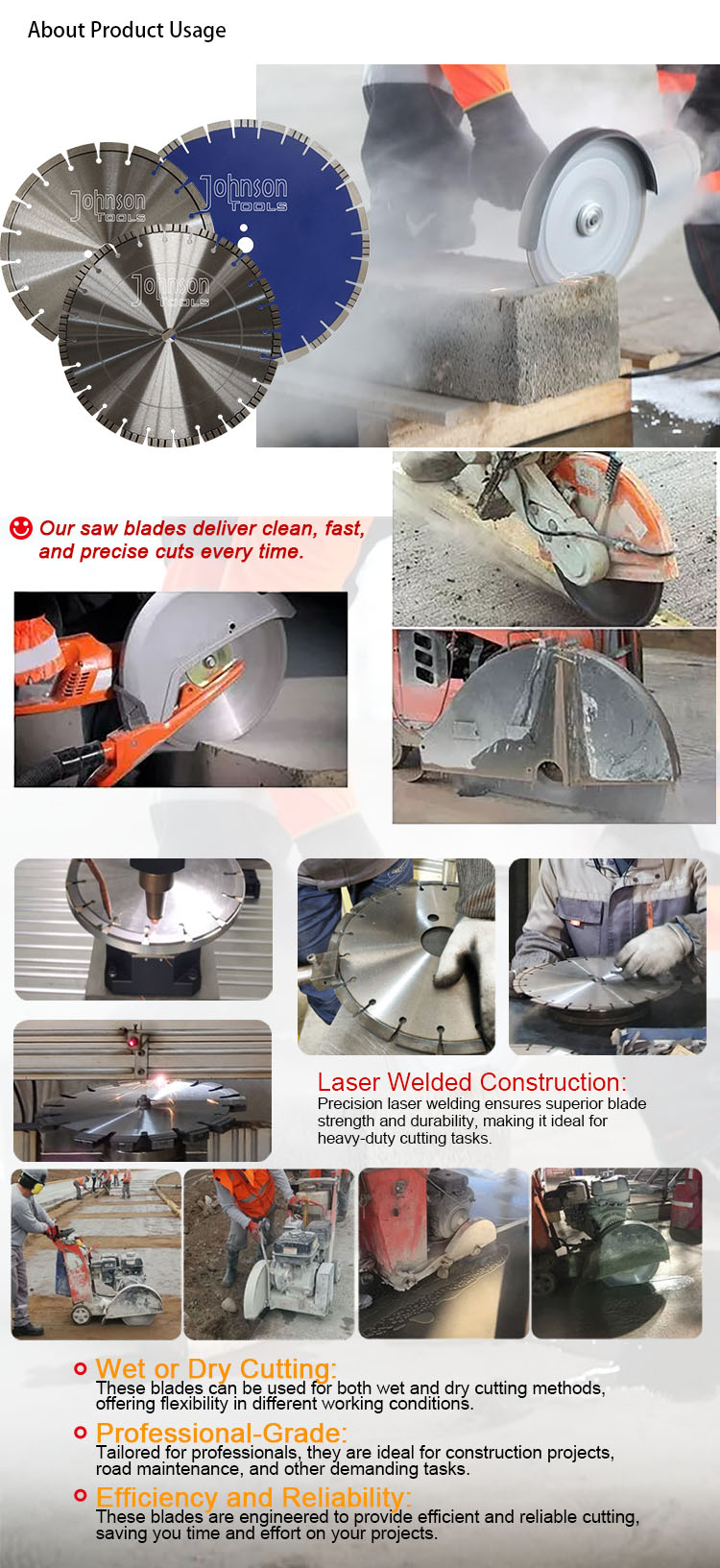 350mm 14 Inch Laser Welded Concrete Saw Blades For Circular Saw