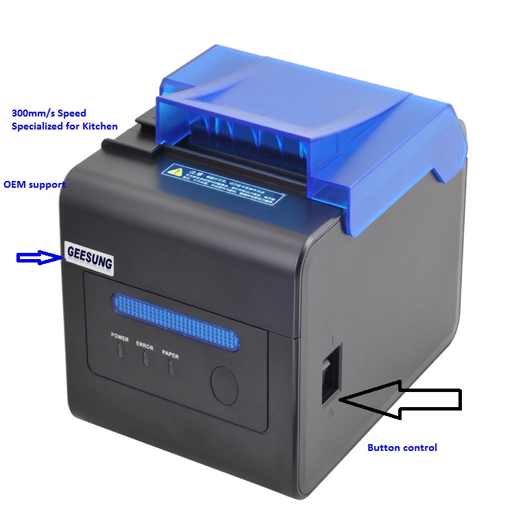300mm/S Kitchen Receipt Printer 80mm Thermal Ticket Printer Oilproof