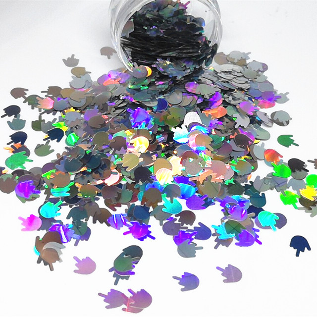 Wedding Event Parties 3D Polyester Hands with Holographic Silver Black Middle Finger Glitter and Other Holiday Supplies
