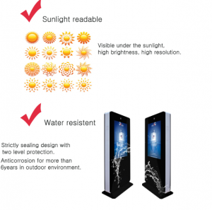 32 Inch Full HD Digital Signage Kiosk , 1920*1080 Outdoor Touch Screen Kiosk