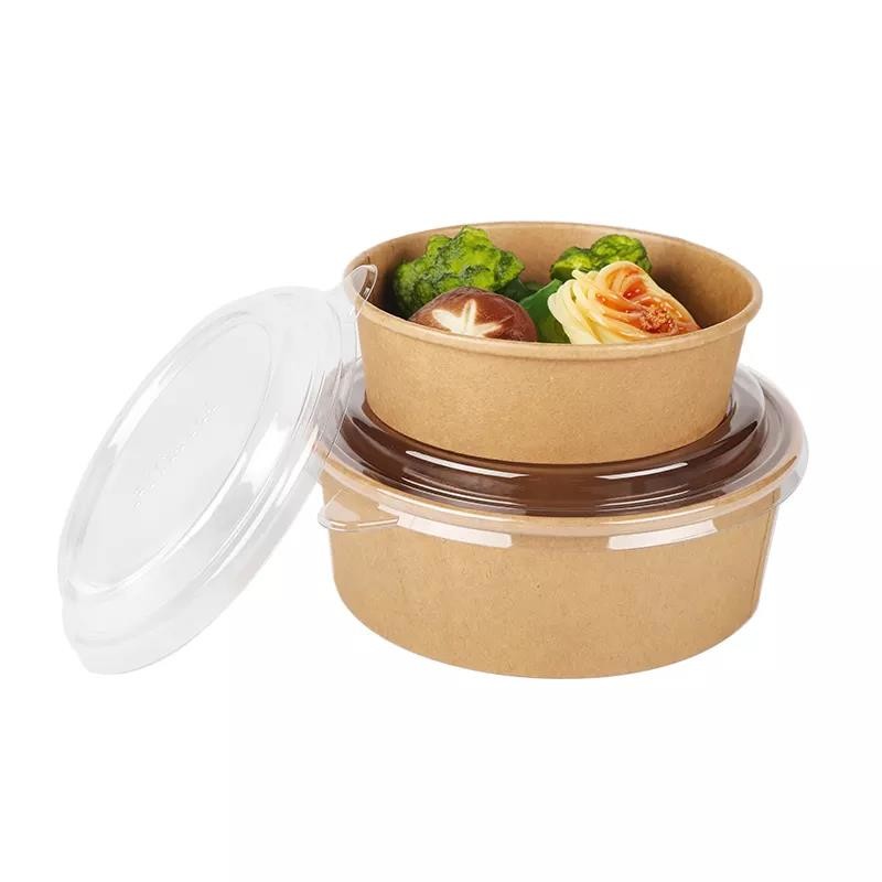 Eco Friendly Round Kraft Disposable Paper Packaging Salad Bowl Flexo Printing Recyclable 20oz Eco Friendly Paper Bowls