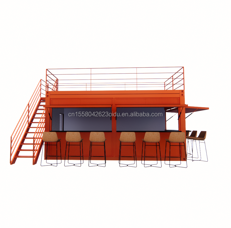 20ft Custom Flat Packaging Quick Installation Wooden Container Prefabricated House Garden Bar with Galvanized Steel Square Tubes