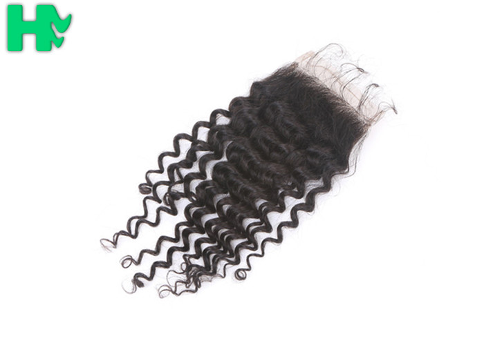 100% Human Hair Closure Deep Wave , Natural Black Brazilian Lace Closure