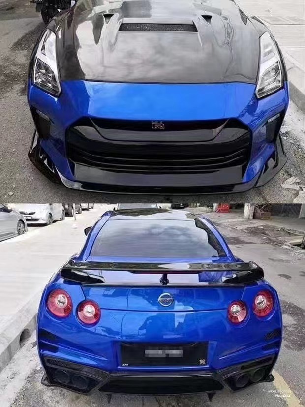 For Nissan GTR R35 Carbon Fiber Body Kit GTR Upgraded Top Style Carbon Fiber Front and Rear Bumper Side Skirt Spoilers