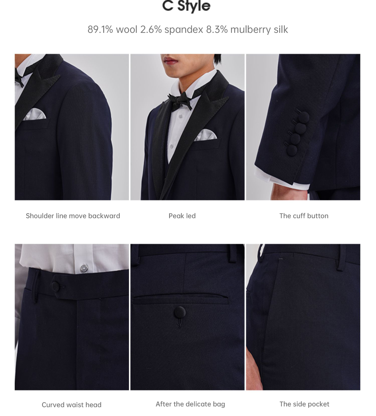 Button Fly Men's Slim Fit Wedding Suit Blazer Solid Dress Coat Business Male Jacket