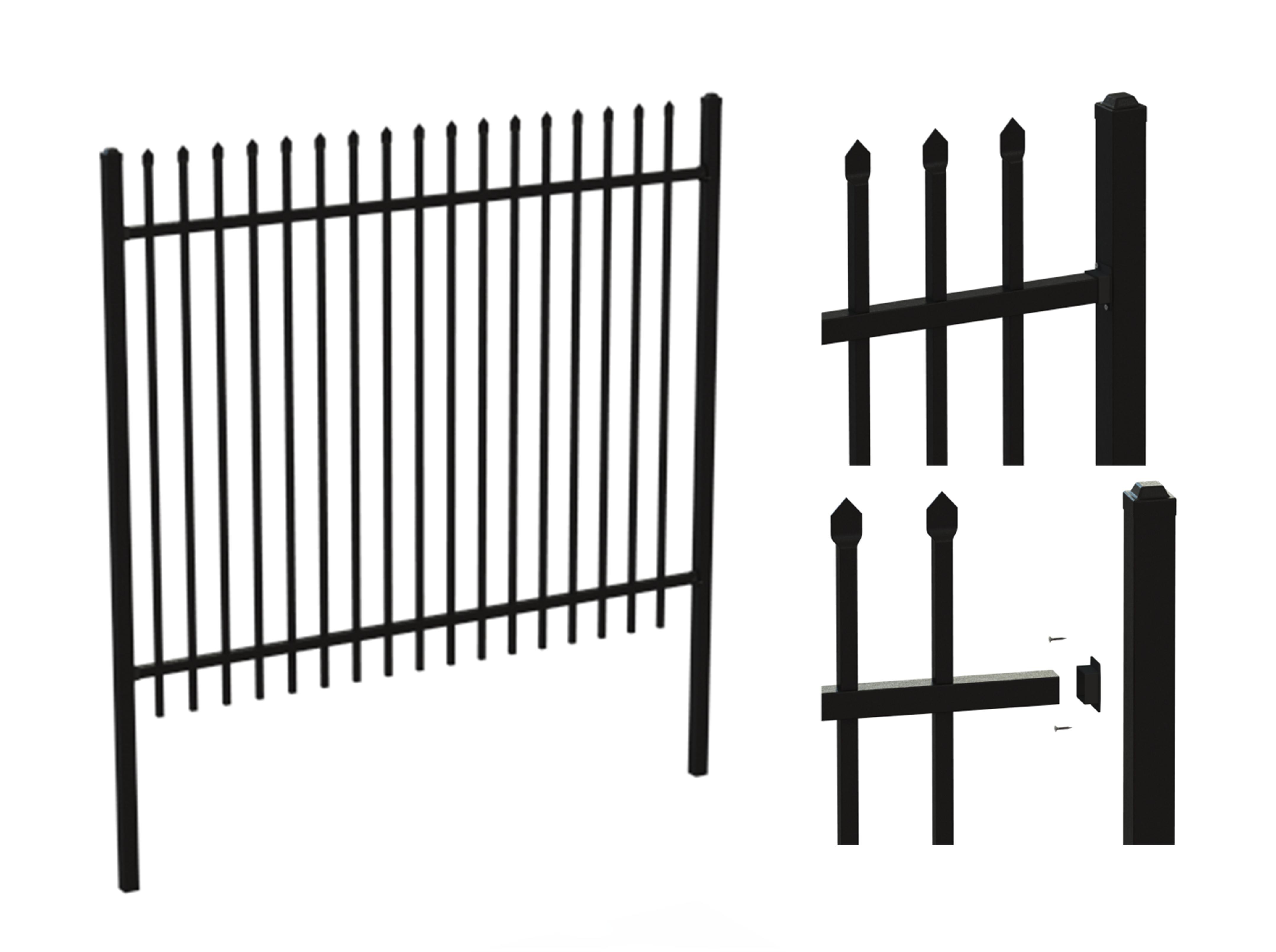 Square Picket 19mm x 19mm Upright 2100mmx2450mm height 2 rails 40mmSHS powder coated black Garrison Fencing Panels