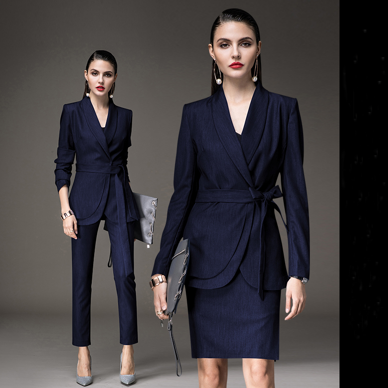 Classic Womens Suits Set for Women Lady Business Suits NO Hooded Button Decoration