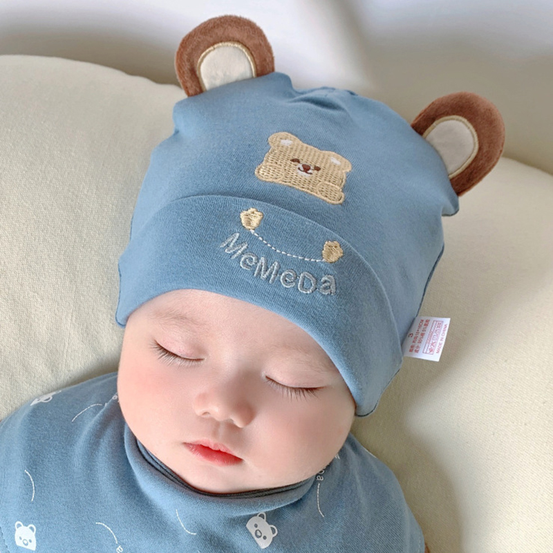 Ins Hot Sales 2-Piece Adjustable Stretchy Soft Bibs Turban Top Hats Caps Knot Newborn Cotton Baby Bib Beanie Hat