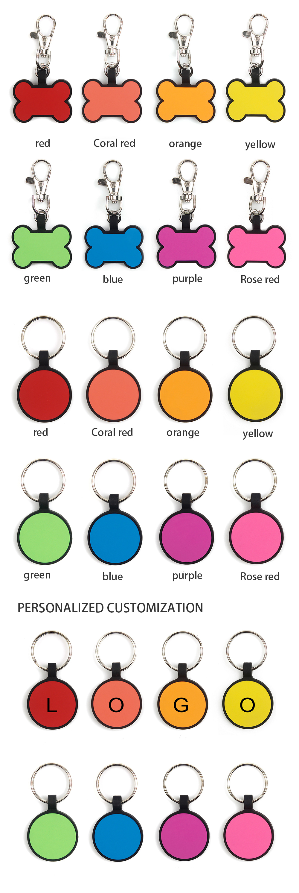 Rose Orange Blank Dog ID Tags Silicone Name Tags For Dogs Personalized