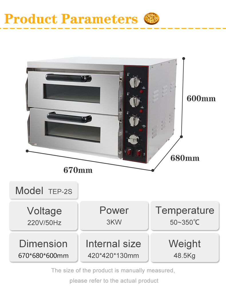 Double Deck Pizza Oven For Professional Cake Baking 585*480*420mm