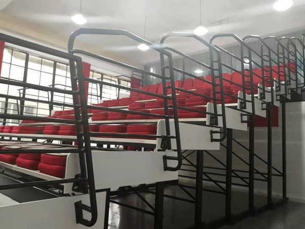Manual Folded Chair Telescopic Bleacher Seating Retractable For Conference Hall