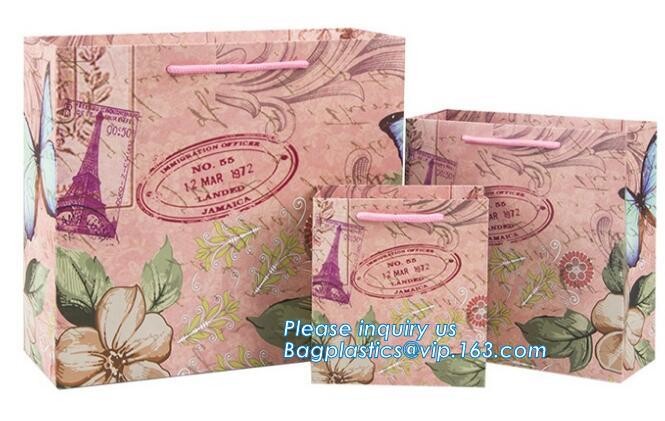 OEM Logo Printed Paper Packaging Bag Custom Good Quality Flower Carrier Bag,Art Paper Flower Carrier Bag Shopping Bags W