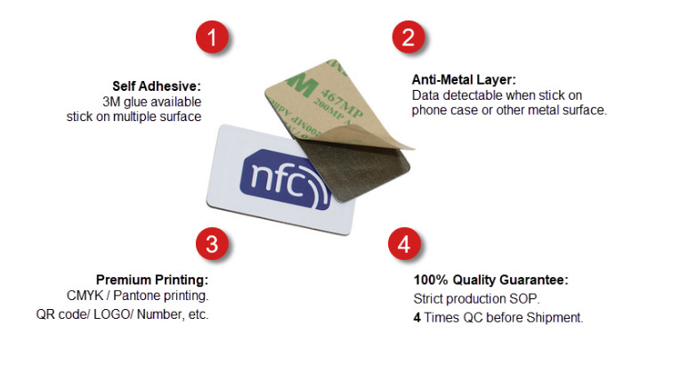 125Khz 13.56Mhz Anti Metal NFC Tag Anti Counterfeit NFC Sticker On Metal Customized