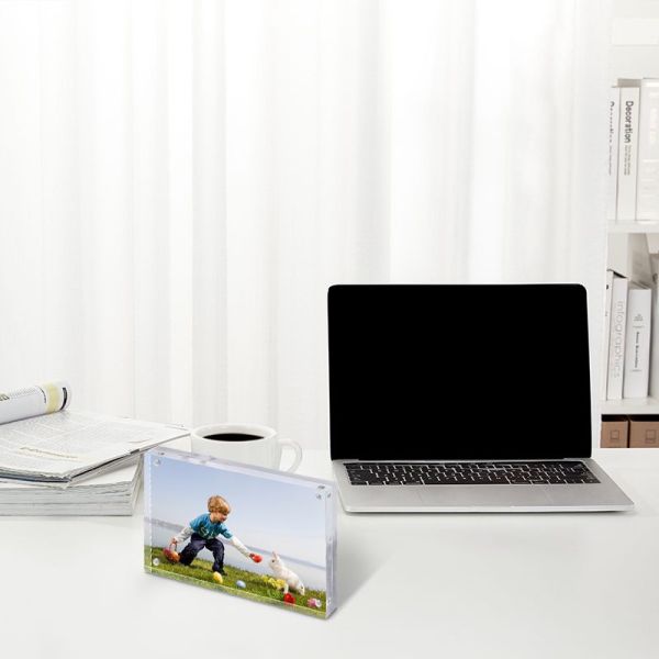 Double Side Table Top Photo Frame 10x15x2cm Acrylic Magnetic Photo Frame