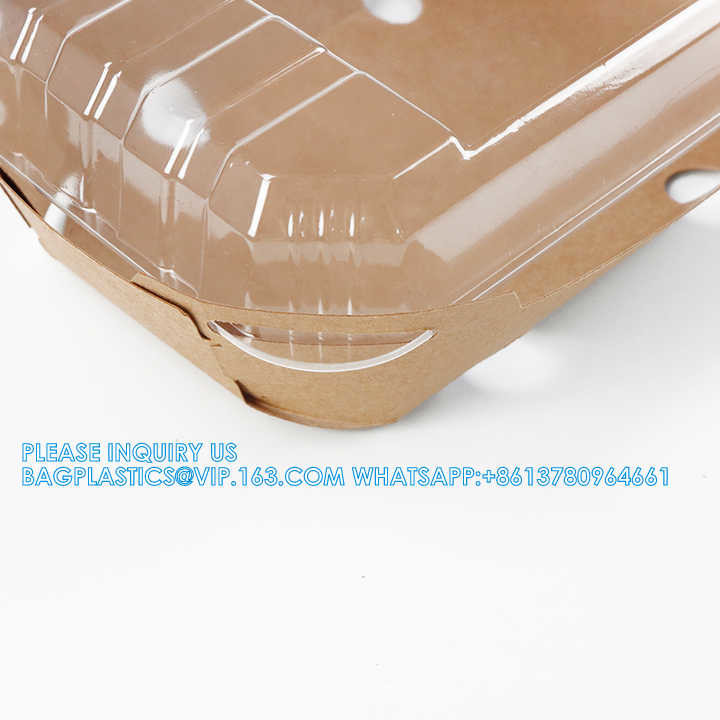 Degradable Wholesale Kraft Paper Tray With PLA Lid For Strawberry Blueberry Boxes Basket Container Packaging