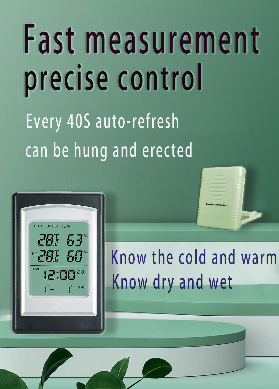 Indoor Electronic Thermo Hygrometer Sensor Meter -40 To 60 ° C Outdoor Temperature Range