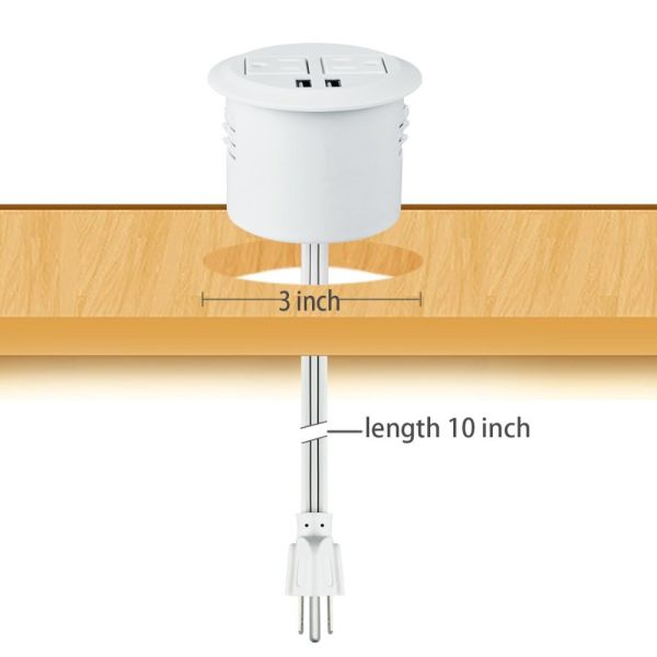 America AC Round Power Socket White Color 3 Inch Diameter 45mm Hole