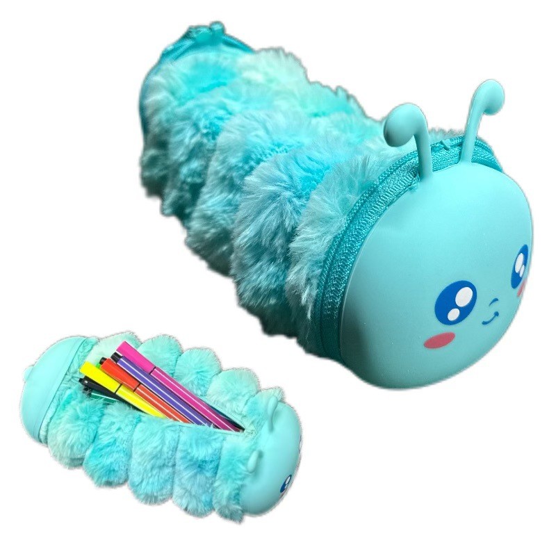 Cartoon Style Cute Plush Doll Pencil Pouch Silicone Tastless Makeup Bag For Stationery School Supplies Pencil Case Bag