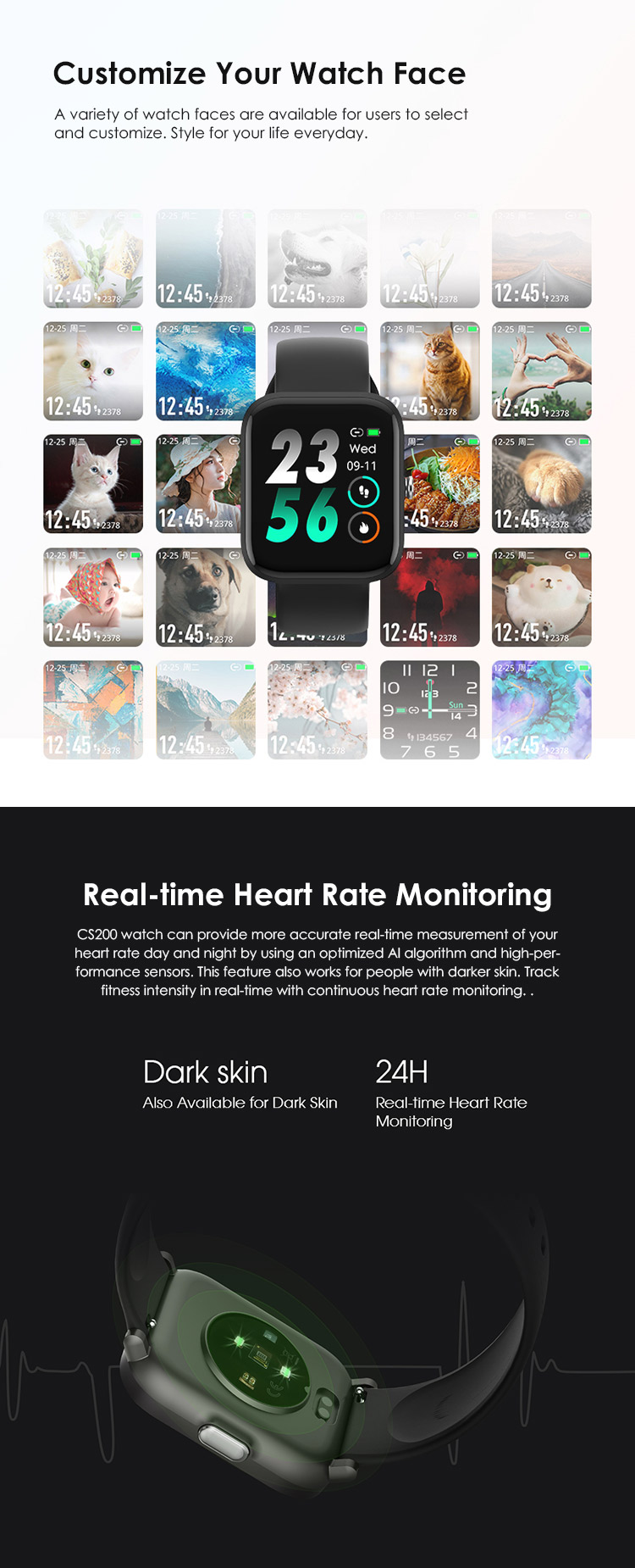 Rubber Band Bluetooth TFT Waterproof Sport Smart Watch