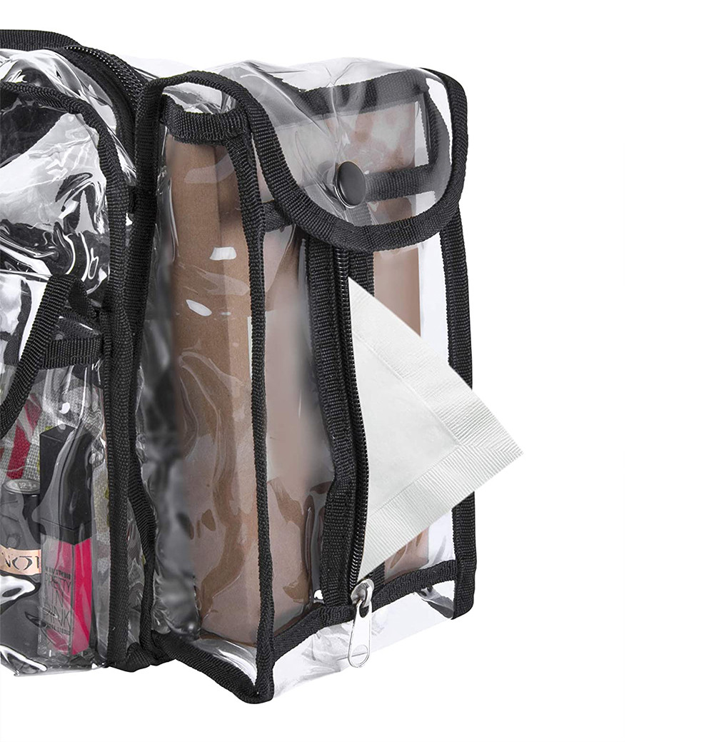 Adjustable Strap Clear 4 External Pockets Makeup Organizer PVC Toiletry Bag