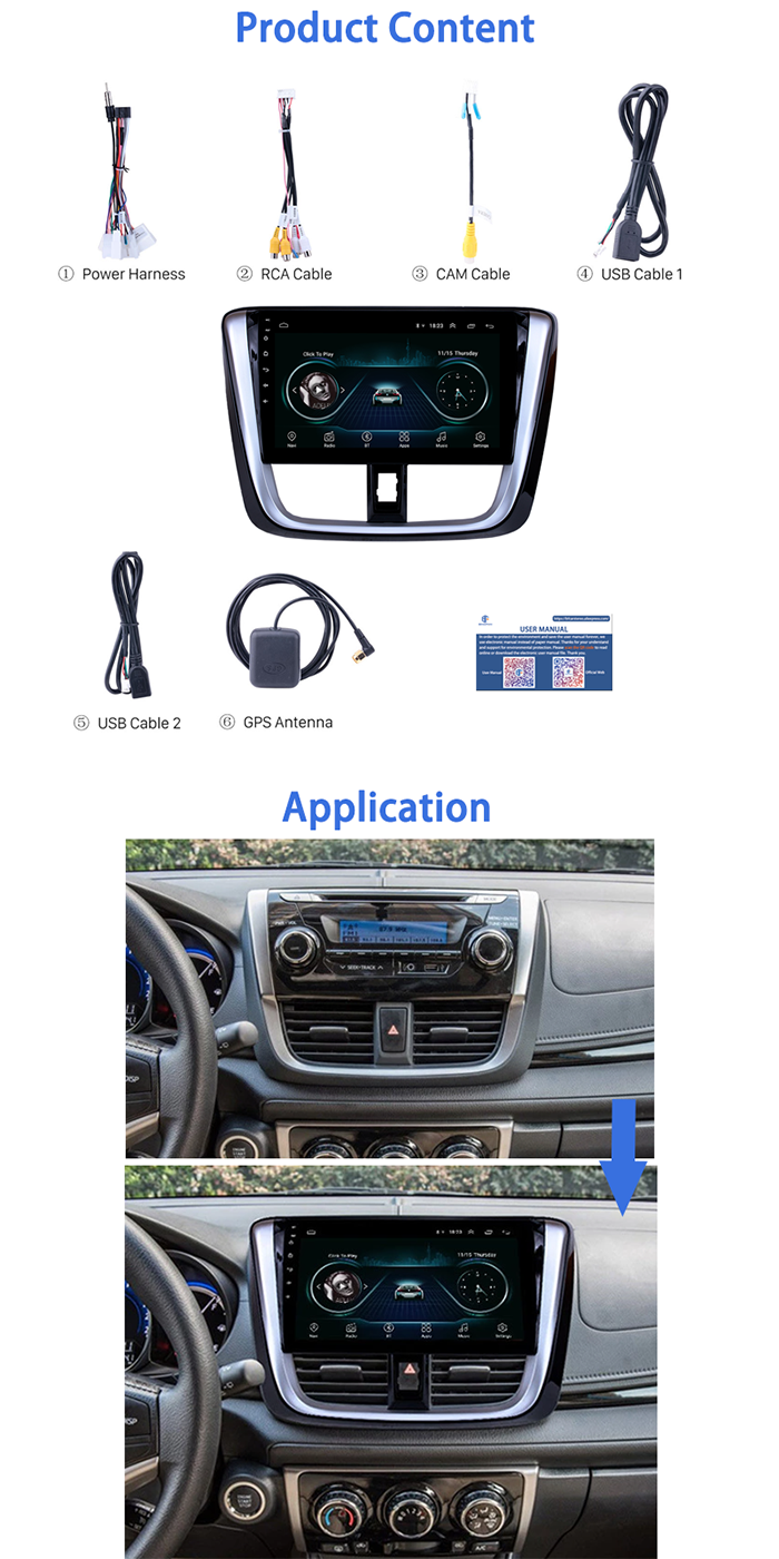 8 Core Car Dvd Player Wifi 10 Inch 2 din IPS Android 10 Car Stereo Car Dvd Monitor For Toyota Vios Yaris 2014 2015 2016