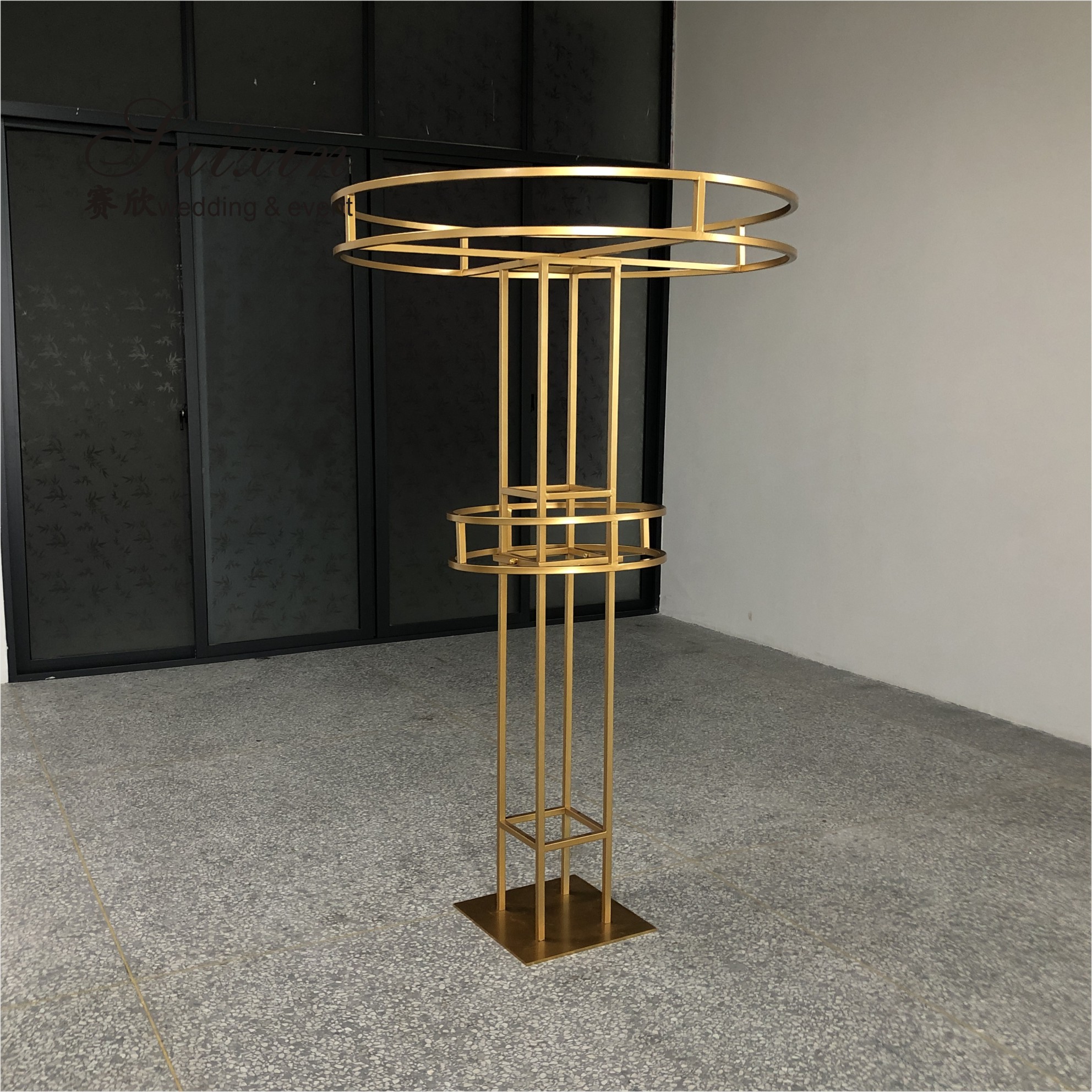 3 Three Layer Crystal Gold Wedding Flower Stands Decoration Centerpieces Tall 150cm